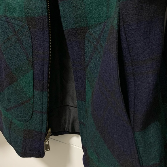 Pendleton Wool Blend Quilted Collar Coat Green and Navy Plaid NWT Size Small - Picture 4 of 7